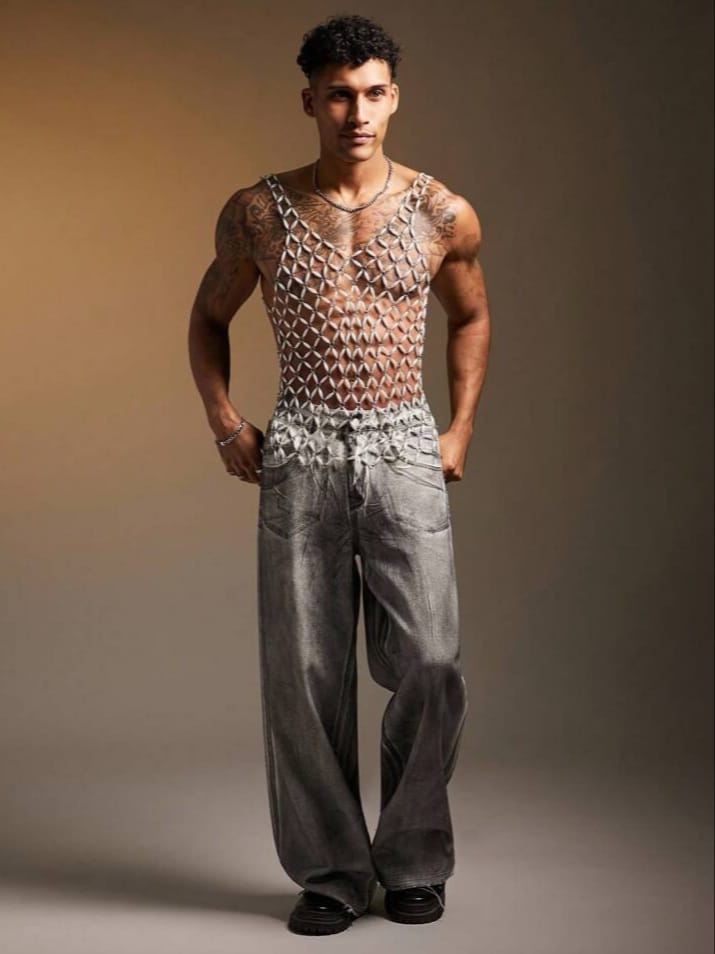 Men's Pearl Chain Hollow Sexy Tank Top